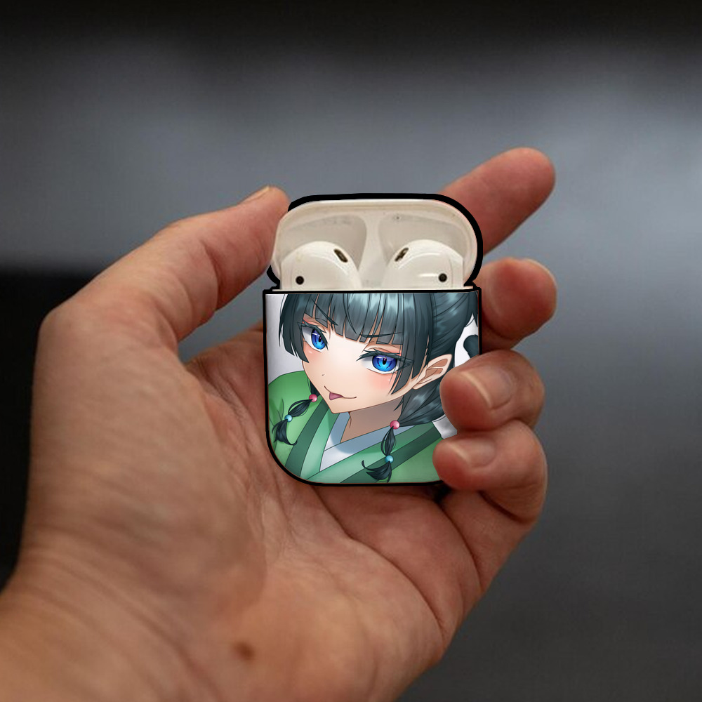 薬屋のひとりごと The Apothecary Diaries AirPods 第2世代保護ケース ハードシェル ブラック 耐衝撃・防指紋・カラビナ付き