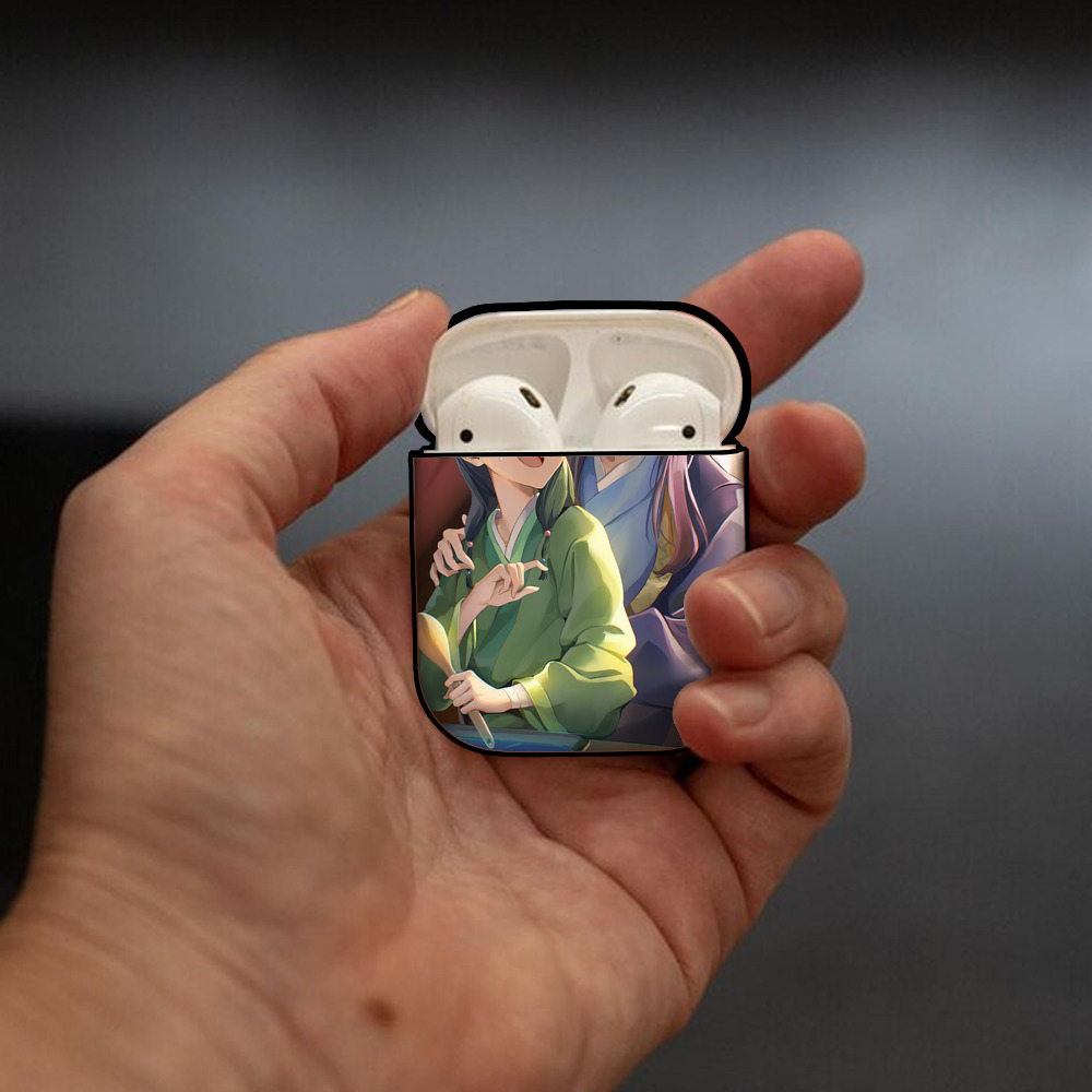 薬屋のひとりごと The Apothecary Diaries AirPods 第2世代保護ケース ハードシェル ブラック 耐衝撃・防指紋・カラビナ付き