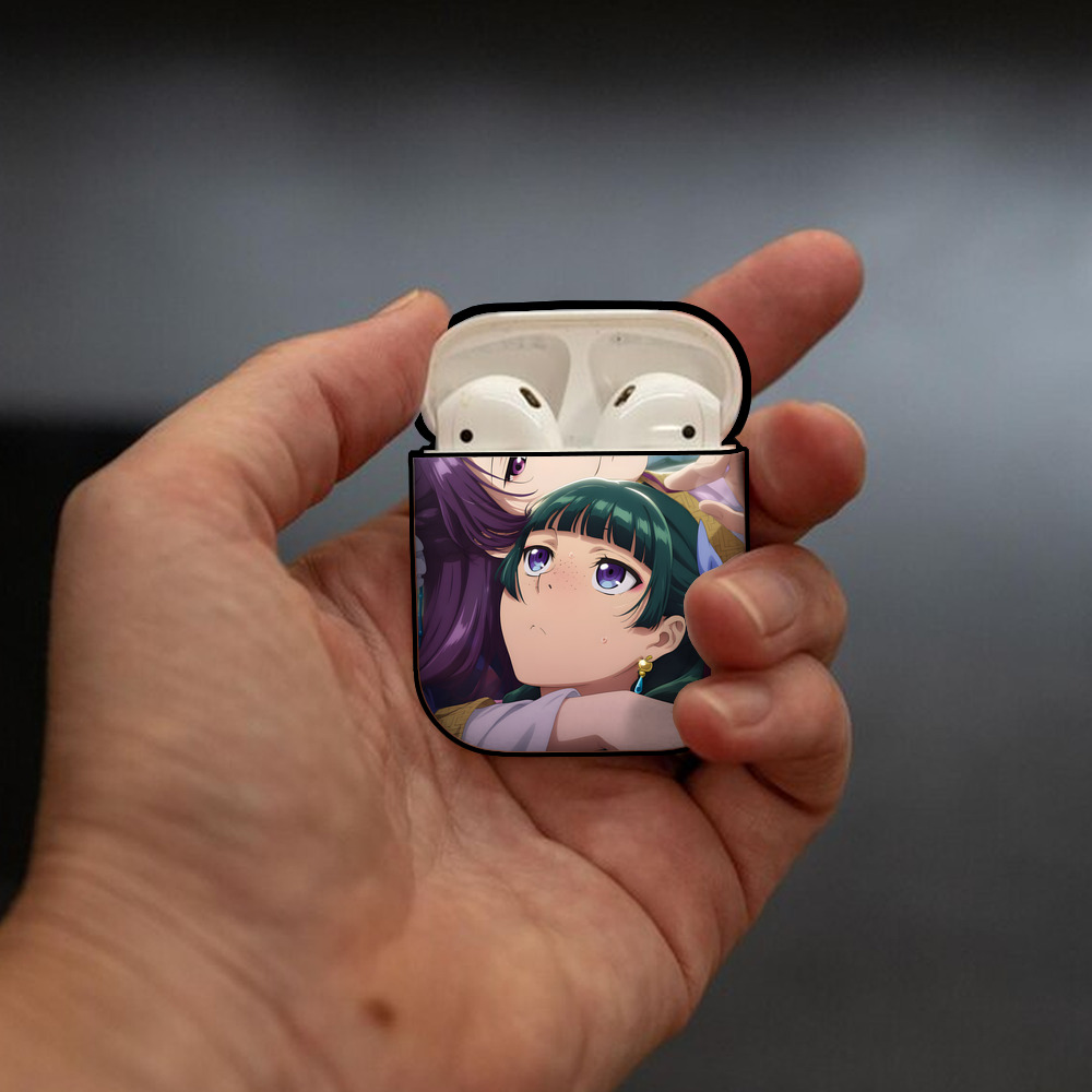 薬屋のひとりごと The Apothecary Diaries AirPods 第2世代保護ケース ハードシェル ブラック 耐衝撃・防指紋・カラビナ付き