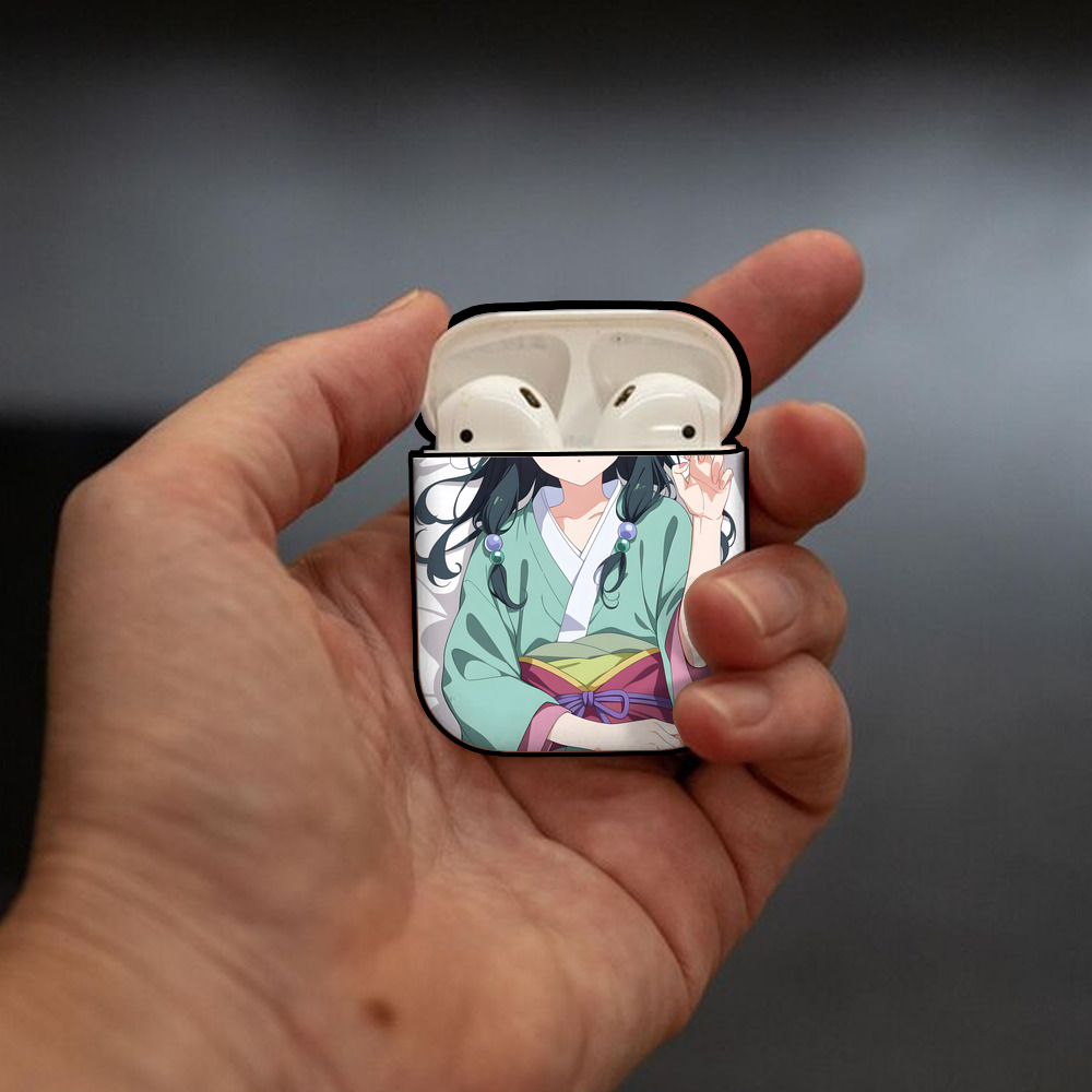 薬屋のひとりごと The Apothecary Diaries AirPods 第2世代保護ケース ハードシェル ブラック 耐衝撃・防指紋・カラビナ付き