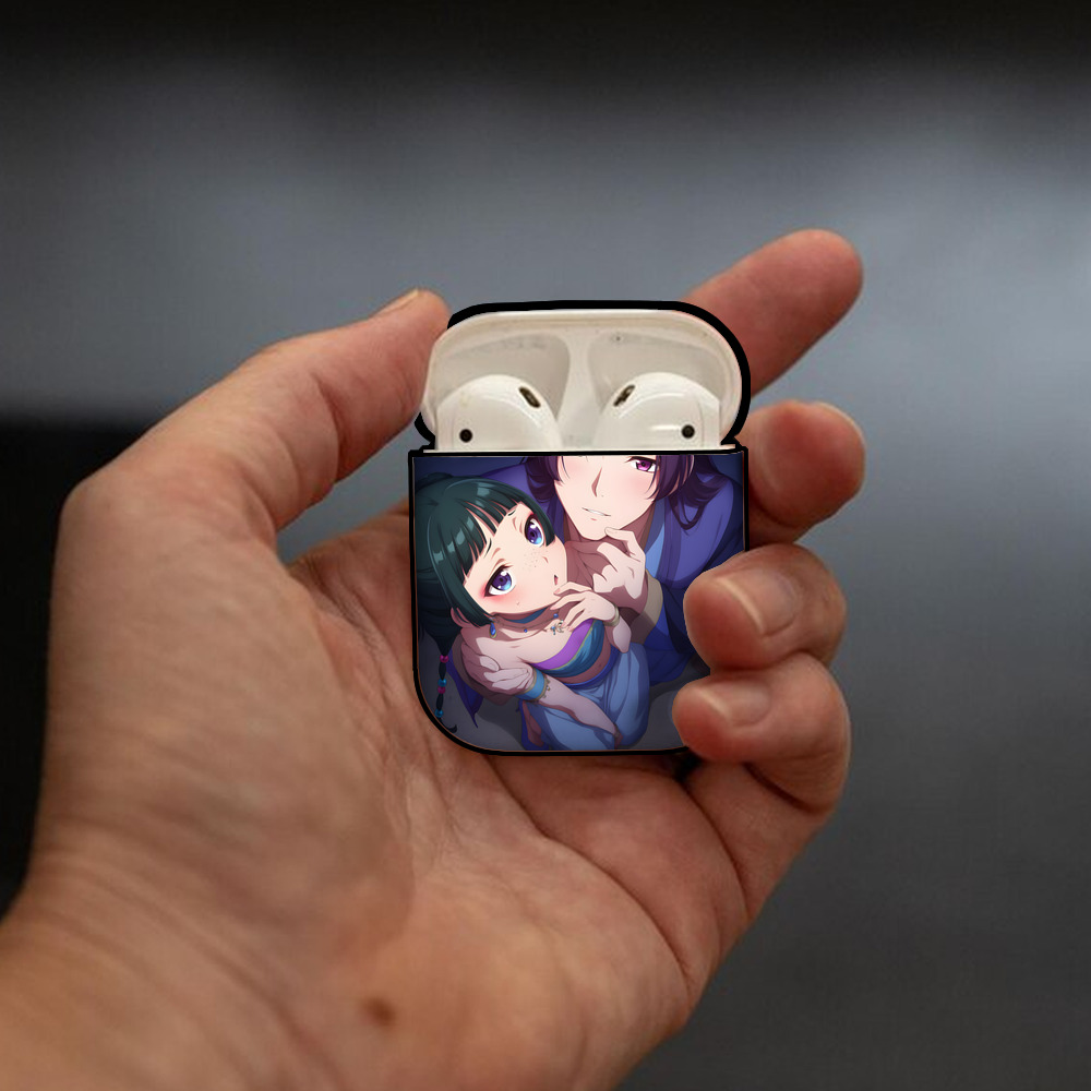 薬屋のひとりごと The Apothecary Diaries AirPods 第2世代保護ケース ハードシェル ブラック 耐衝撃・防指紋・カラビナ付き