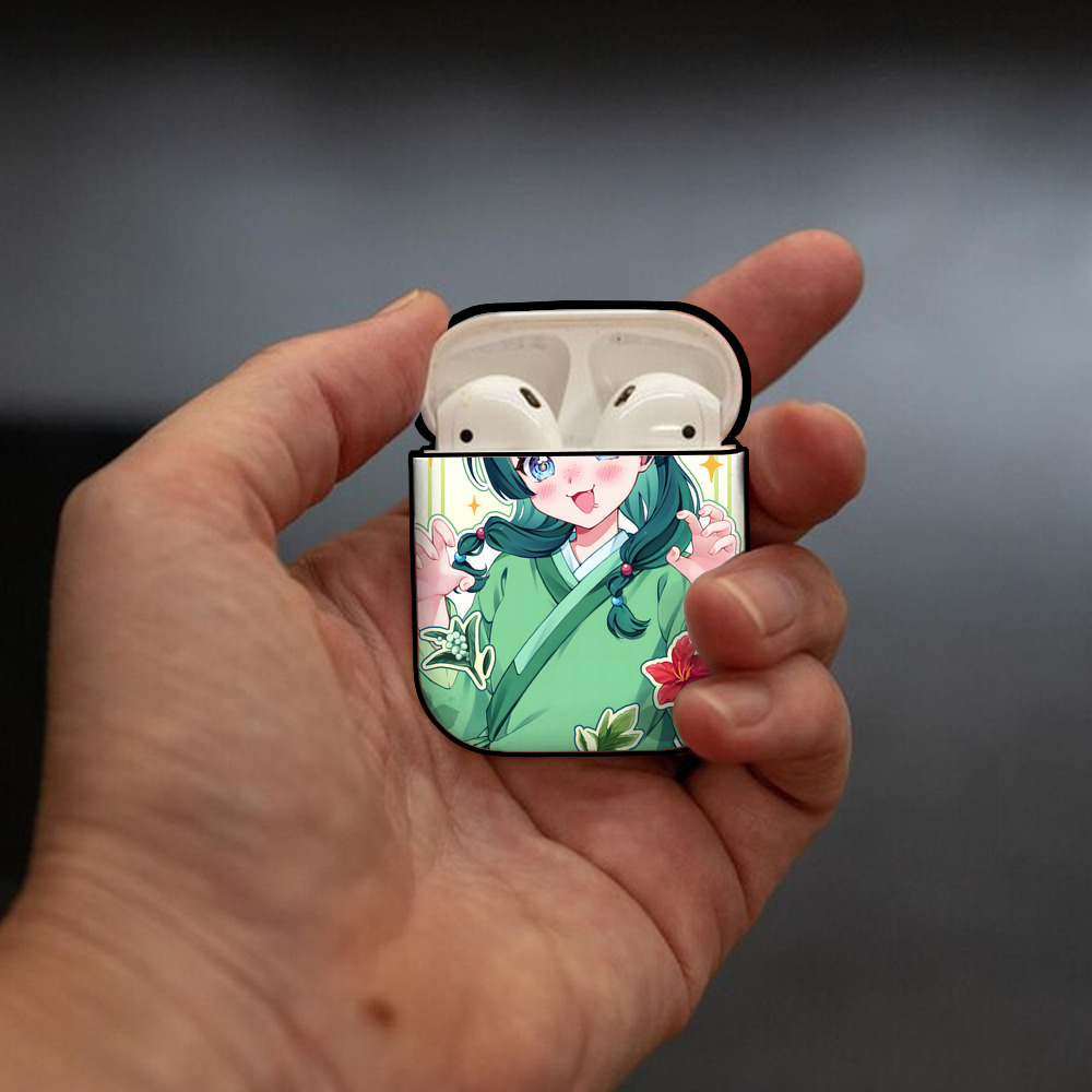 薬屋のひとりごと The Apothecary Diaries AirPods 第2世代保護ケース ハードシェル ブラック 耐衝撃・防指紋・カラビナ付き