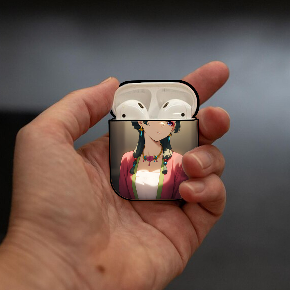 薬屋のひとりごと The Apothecary Diaries AirPods 第2世代保護ケース ハードシェル ブラック 耐衝撃・防指紋・カラビナ付き