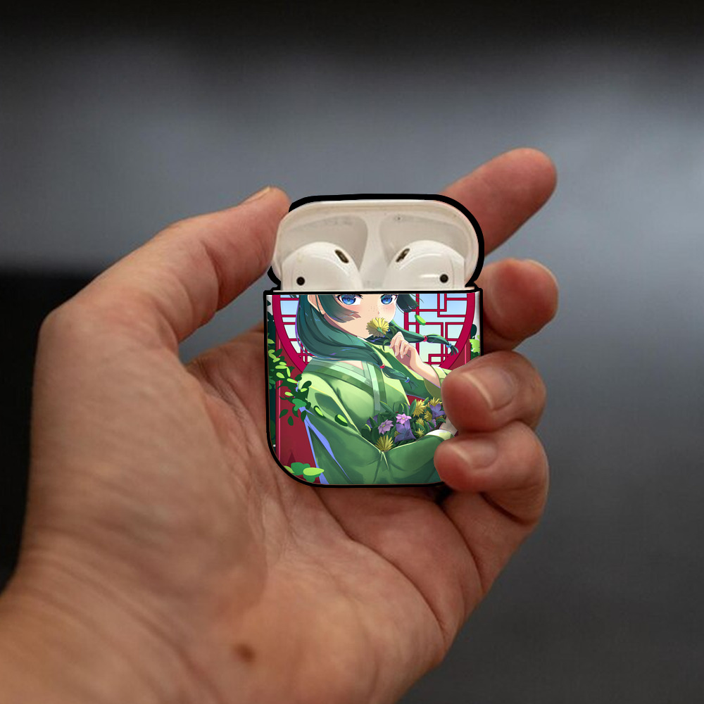 薬屋のひとりごと The Apothecary Diaries AirPods 第2世代保護ケース ハードシェル ブラック 耐衝撃・防指紋・カラビナ付き