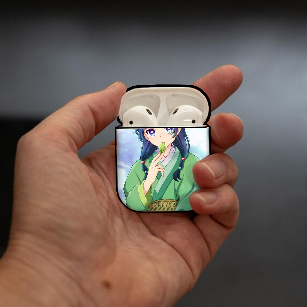 薬屋のひとりごと The Apothecary Diaries AirPods 第2世代保護ケース ハードシェル ブラック 耐衝撃・防指紋・カラビナ付き